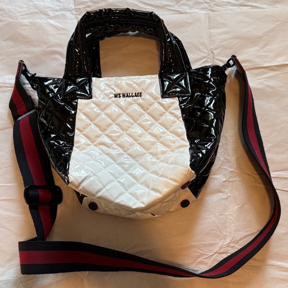 MZ Wallace Black and White Quilted Crossbody Bag